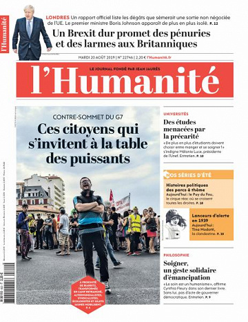 L’Humanite du Mardi 20 Août 2019
