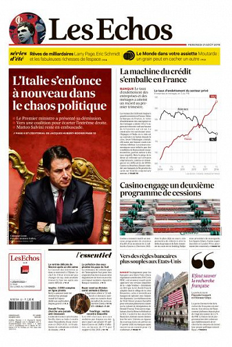 Les Echos du Mercredi 21 Août 2019
