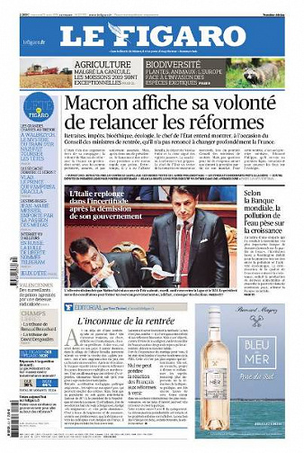 Le Figaro du Mercredi 21 Août 2019