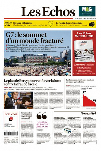 Les Echos du Vendredi 23 et Samedi 24 Août 2019
