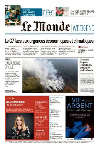 Le Monde du Samedi 24 Août 2019