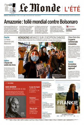 Le Monde du Dimanche 25 et Lundi 26 Août 2019