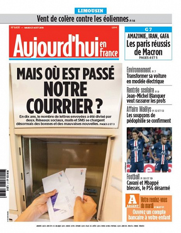 Aujourd’hui en France du Mardi 27 Août 2019