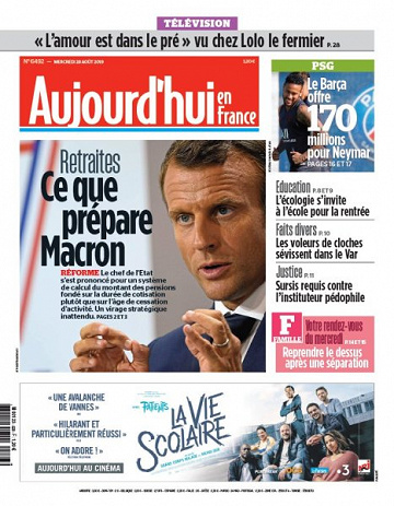 Aujourd’hui en France du Mercredi 28 Août 2019