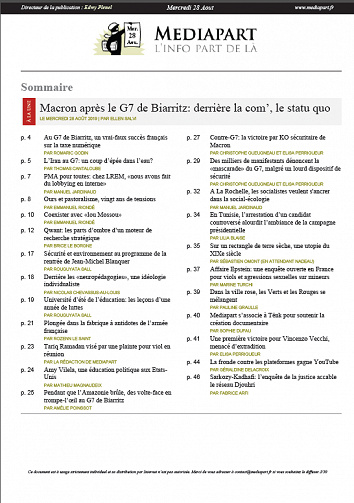 Mediapart du Mercredi 28 Août 2019