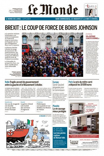 Le Monde du Vendredi 30 Août 2019