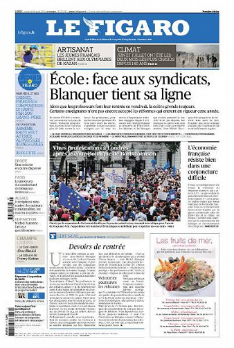Le Figaro du Vendredi 30 Août 2019