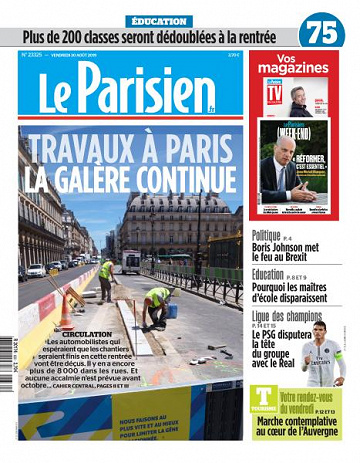 Le Parisien du Vendredi 30 Août 2019