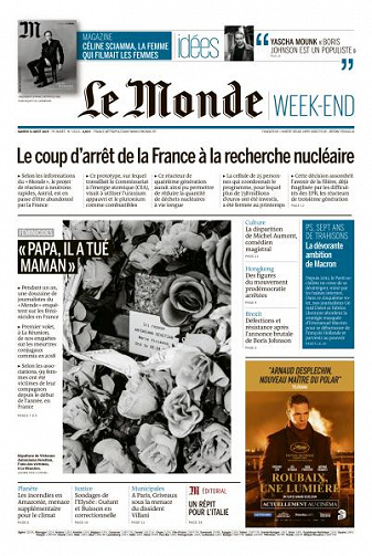 Le Monde du Samedi 31 Août 2019