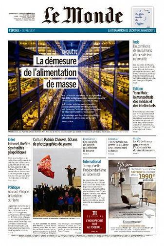 Le Monde du Dimanche 1er et Lundi 2 Septembre 2019
