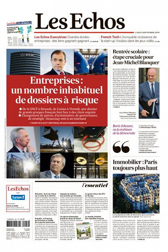 Les Echos du Lundi 2 Septembre 2019