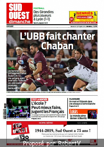 Sud Ouest Dimanche - Gironde - Dimanche 1er Septembre 2019