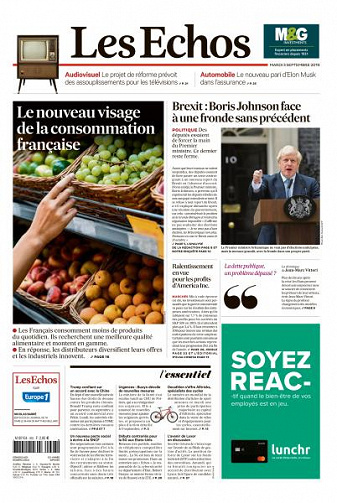 Les Echos du Mardi 3 Septembre 2019