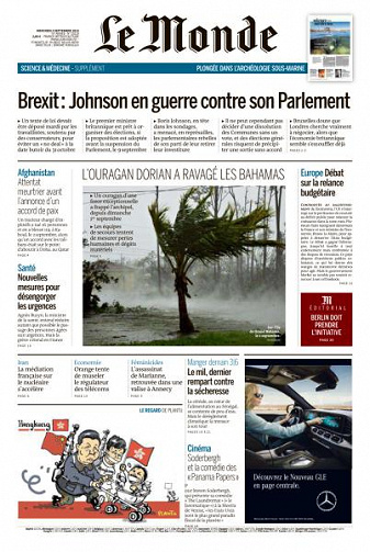 Le Monde du Mercredi 4 Septembre 2019