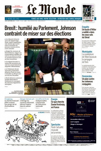 Le Monde du Jeudi 5 Septembre 2019