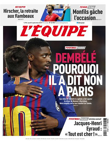 L’equipe du Jeudi 5 Septembre 2019