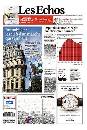 Les Echos du Vendredi 6 et Samedi 7 Septembre 2019