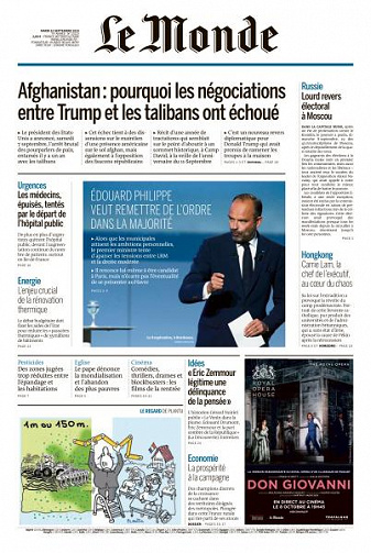 Le Monde du Mardi 10 Septembre 2019