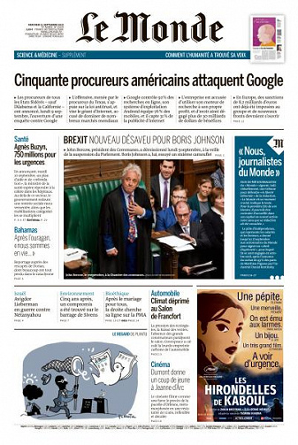 Le Monde du Mercredi 11 Septembre 2019