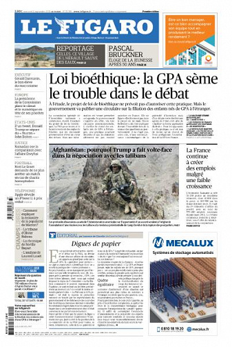 Le Figaro du Mercredi 11 Septembre 2019