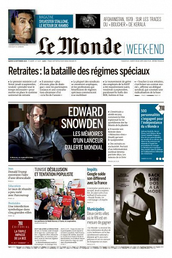 Le Monde du Samedi 14 Septembre 2019