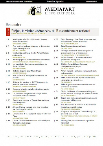 Mediapart - Samedi 14 Septembre 2019