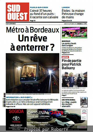 Sud Ouest Sud-Gironde - Samedi 14 Septembre 2019