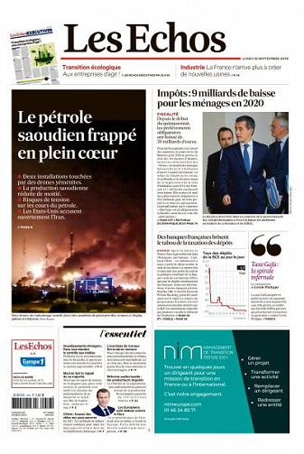 Les Echos du Lundi 16 Septembre 2019