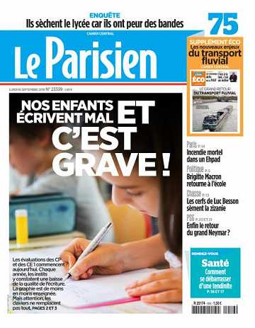 Le Parisien du Lundi 16 Septembre 2019