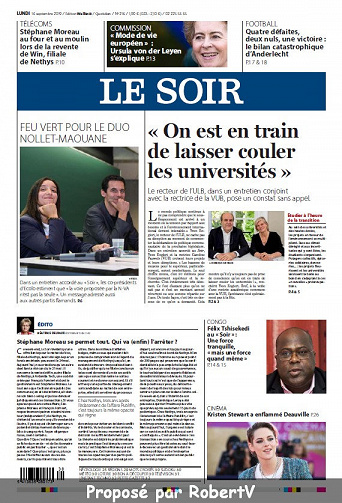 Le Soir - Lundi 16 Septembre 2019