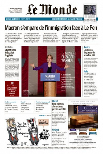 Le Monde du Mercredi 18 Septembre 2019