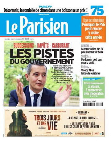 Le Parisien du Mercredi 18 Septembre 2019