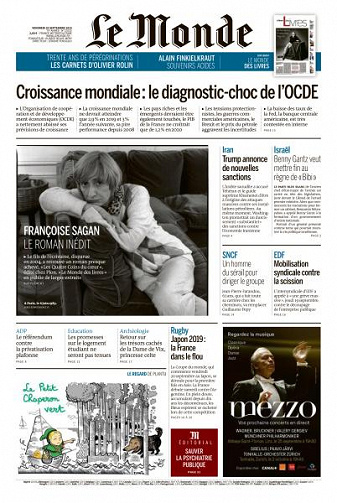Le Monde du Vendredi 20 Septembre 2019