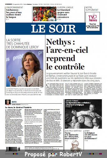 Le Soir - Vendredi 20 Septembre 2019