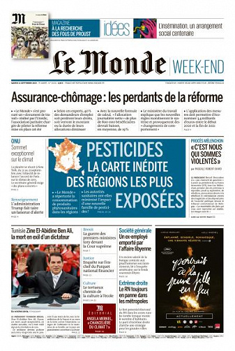 Le Monde du Samedi 21 Septembre 2019