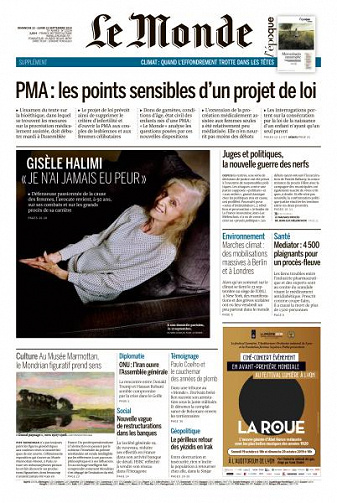 Le Monde du Dimanche 22 et Lundi 23 Septembre 2019