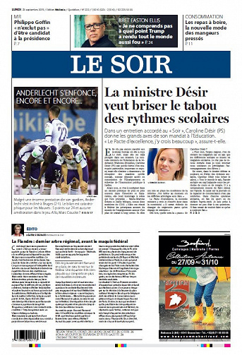 Le Soir - Lundi 23 Septembre 2019
