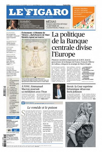 Le Figaro du Mercredi 25 Septembre 2019