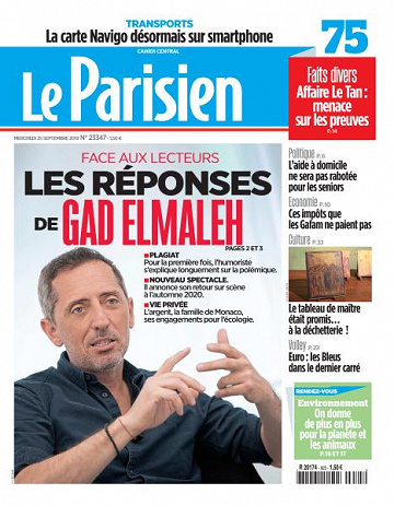 Le Parisien du Mercredi 25 Septembre 2019