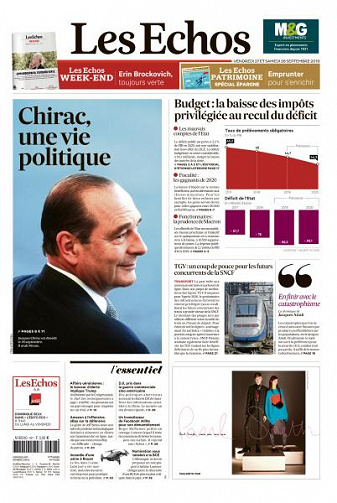 Les Echos du Vendredi 27 et Samedi 28 Septembre 2019