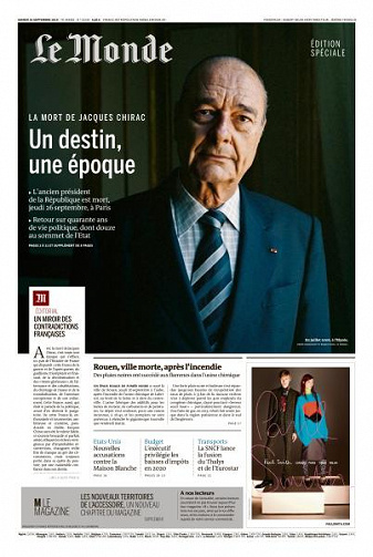 Le Monde du Samedi 28 Septembre 2019