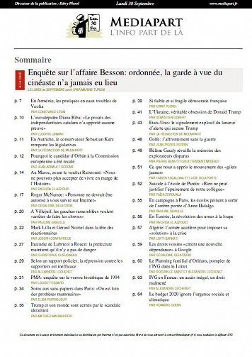 Mediapart - Lundi 30 Septembre 2019