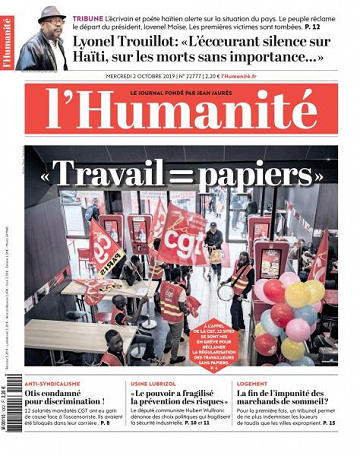L’Humanité du Mercredi 2 Octobre 2019