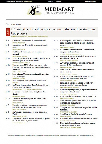 MEDIAPART du Mercredi 2 Octobre 2019
