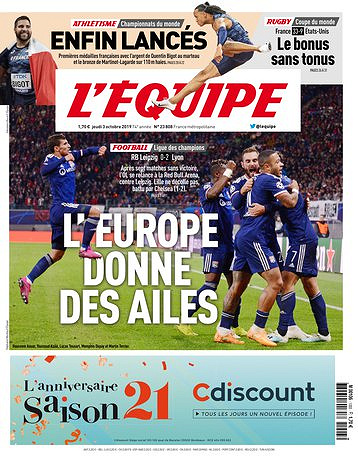 L’equipe du Jeudi 3 Octobre 2019