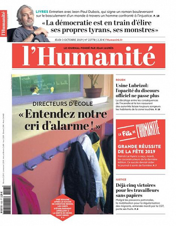 L’Humanite du Jeudi 3 Octobre 2019