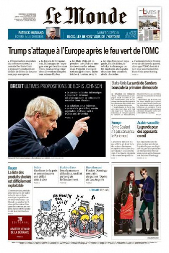 Le Monde du Vendredi 4 Octobre 2019