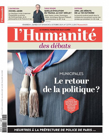 L’Humanite du Vendredi 4 et Dimanche 6 Octobre 2019