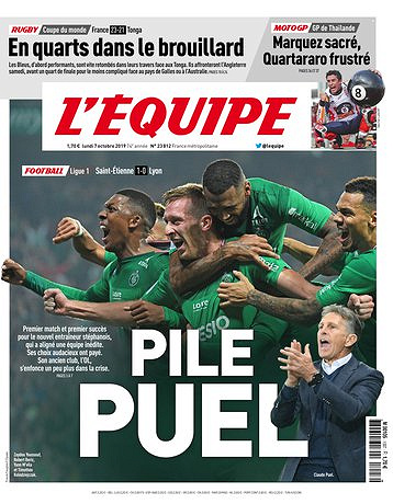 L’equipe du Lundi 7 Octobre 2019