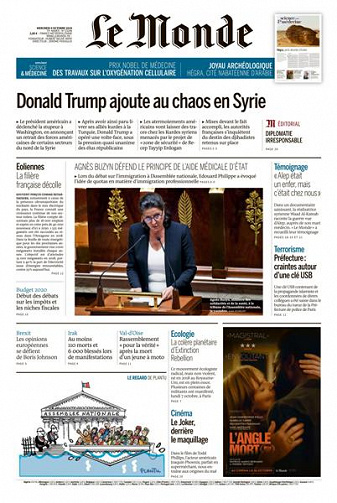 Le Monde du Mercredi 9 Octobre 2019